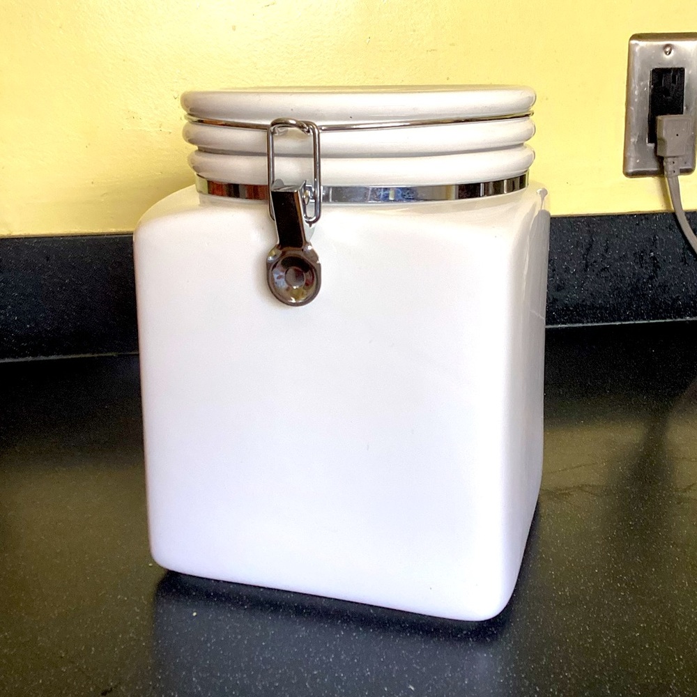 White Ceramic latch Cookie Jar